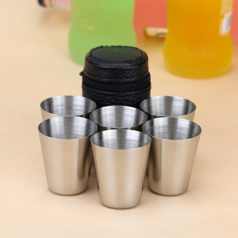 Camping Cooking Mug - Cangkir Mini Stainless Steel, 4/6 buah