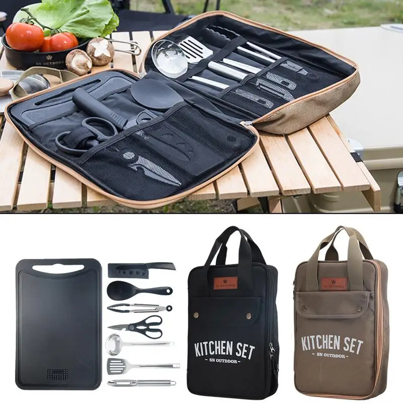 Camping Cooking Utensils Storage - 8pcs Set Peralatan Masak Camping Portabel