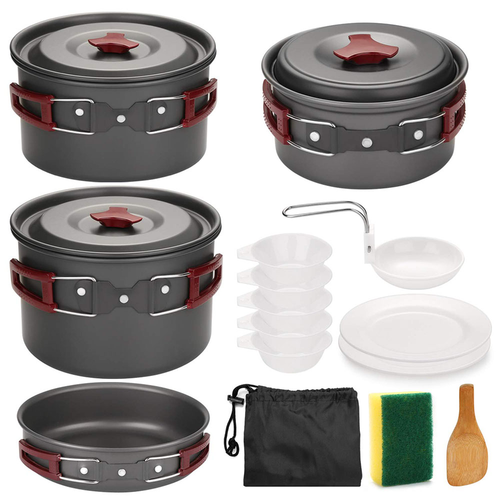 Camping Cooking Set Lightweight - Kit peralatan masak Camping luar ruangan,