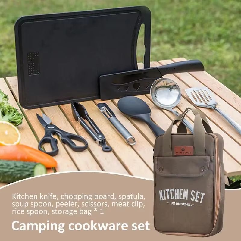 8 Buah Set Peralatan Masak Dap - Camping Cooking Utensils Storage ulasan dan harga