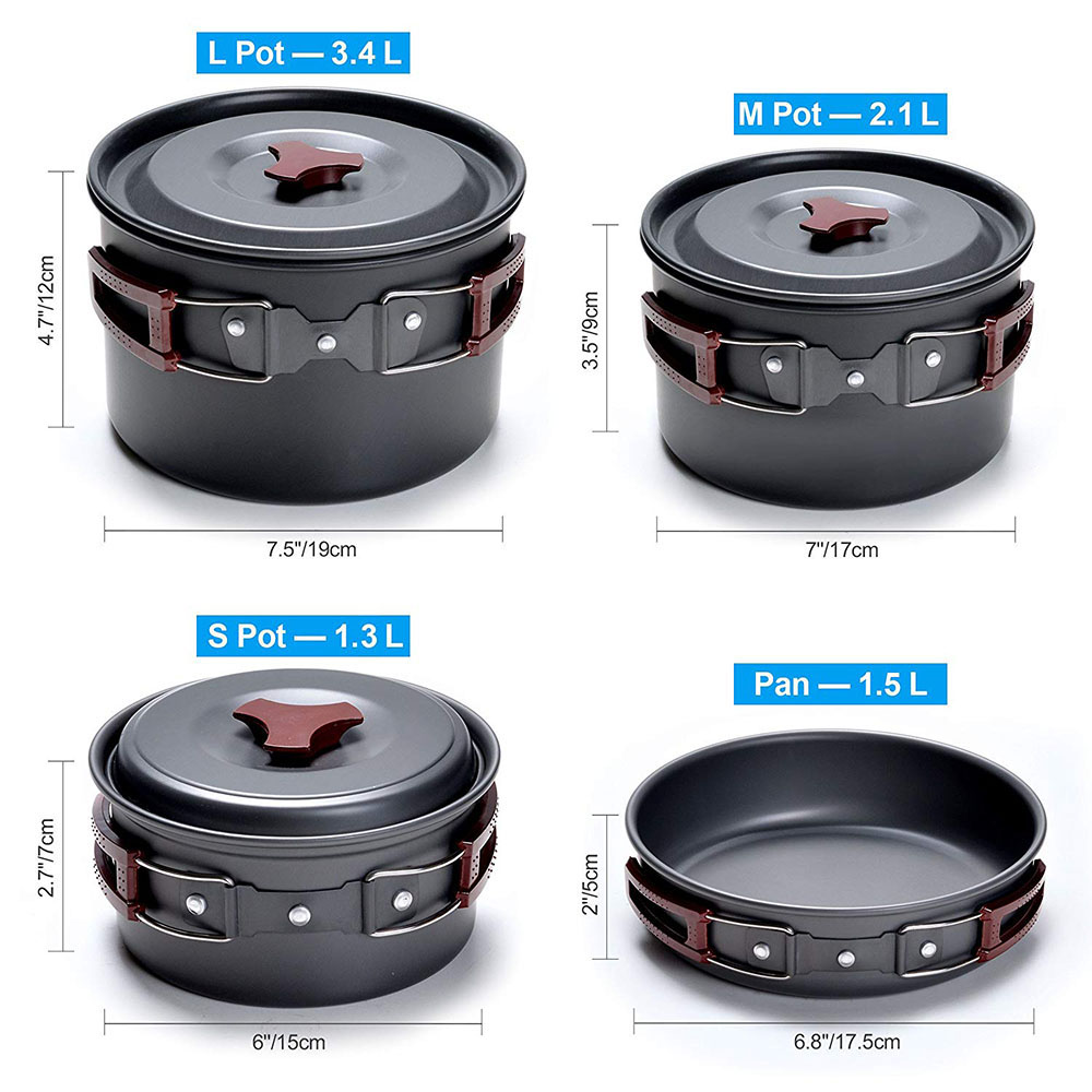 Kit peralatan masak Camping lu - Camping Cooking Set Lightweight ulasan dan harga